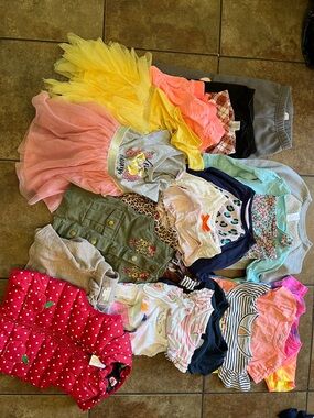 Girls Mixed Outfit Bundle/ lot - Pink, Yellow, Coral, Mint & Navy